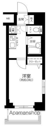 東京都新宿区西早稲田１丁目[1K/20.16m2]の間取図