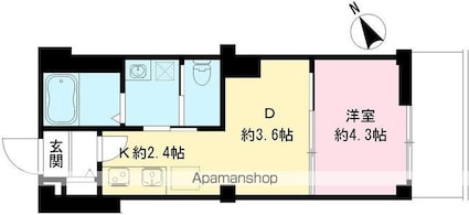 つむぎの杜　西荻みなみ[1DK/25.95m2]の間取図