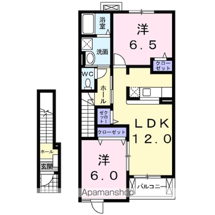 プリムヴェールｇｏｄｏ　Ｂ[2LDK/58.86m2]の間取図