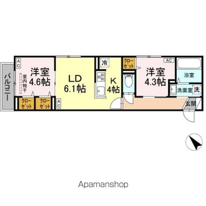 （仮）ＤーＲＯＯＭ白鳥４丁目[2LDK/47.03m2]の内装3