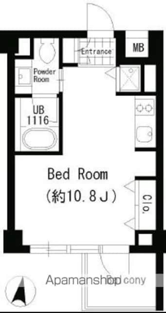 ＪＭＦレジデンス世田谷三宿[1R/26.35m2]の間取図