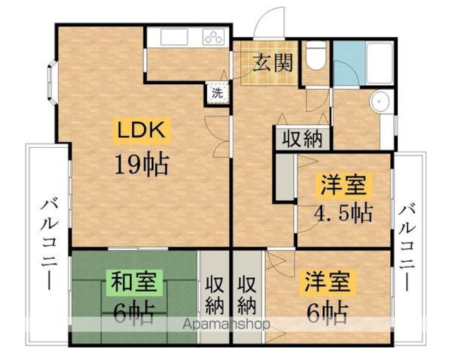 レジデンス元木[3LDK/95m2]の間取図