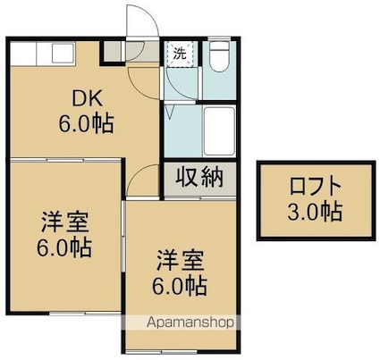 レオパレス沖野第３[2DK/34.89m2]の間取図