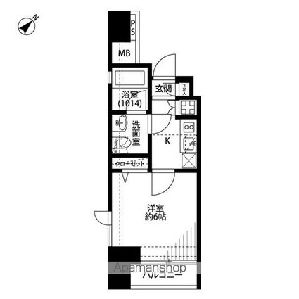 プレール・ドゥーク銀座東[1K/21.27m2]の間取図