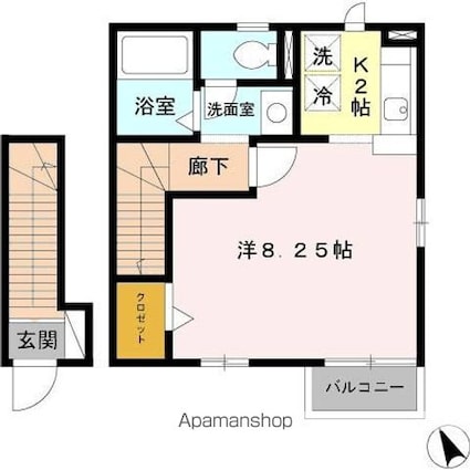 東京都国立市谷保[1K/31.51m2]の間取図