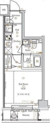 ラフィスタ野方[1K/25.5m2]の間取図