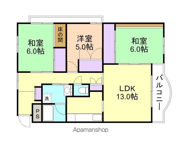 和歌山市西浜のマンションの間取り