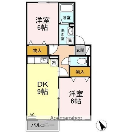 アムールヒルズ　ＡＢ[2DK/50.42m2]の間取図