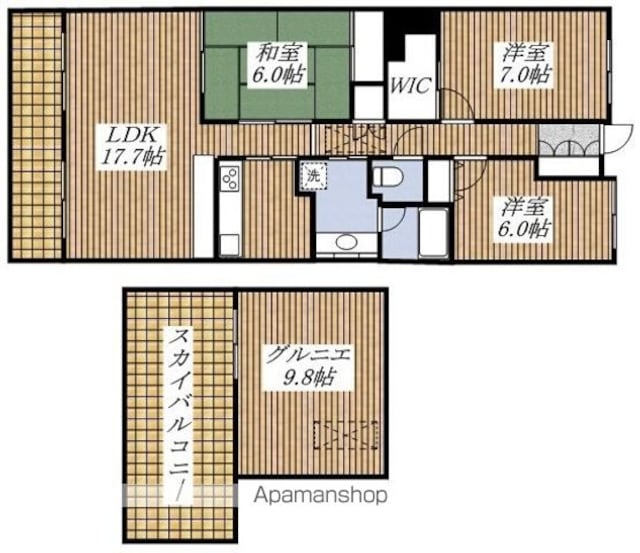 東京都昭島市松原町１丁目[3LDK/80.15m2]の間取図
