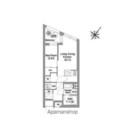 コンフォリア・リヴ渋谷本町[1LDK/30.29m2]の間取図