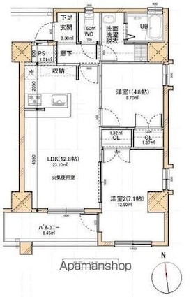 ＴＲＥＮＴＥ　ＬＵＭＩＥＲＥ[2LDK/63m2]の間取図
