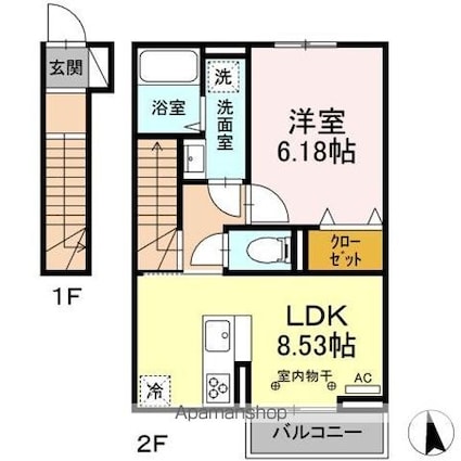 サン　クローバー[1LDK/41.28m2]の間取図