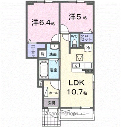 アルス・リガーレ[2LDK/50.47m2]の間取図