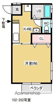 ジュネス大内Ⅵ[1K/25.92m2]の間取図