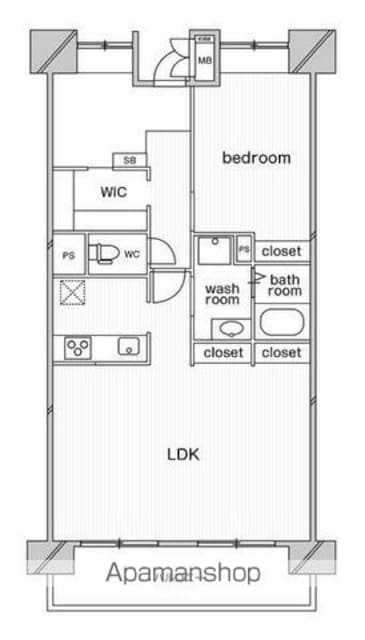 ビレッジハウス潮見タワー１号棟[1SLDK/65.18m2]の間取図
