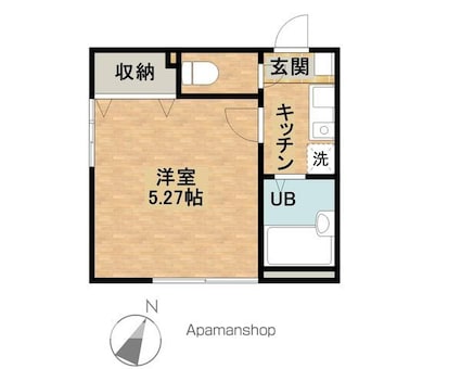 リーヴェルポート横浜ＷＥＳＴⅢ[1K/16.76m2]の間取図