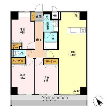 サンパティーク[3LDK/80.27m2]の間取図