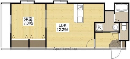 ベリーノ竹屋町[1LDK/46.89m2]の間取図