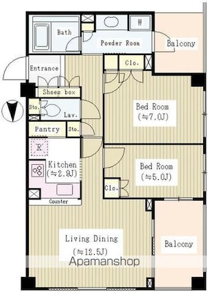 ガーデンコートＴ[2LDK/65m2]の間取図