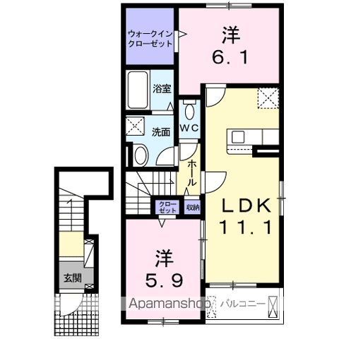 【香取市野田のアパートの間取り】