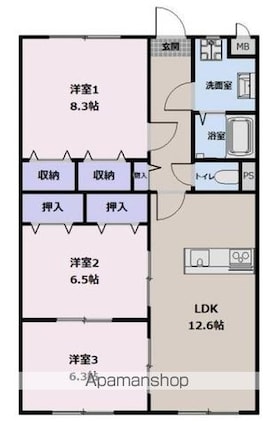 ライスガーデン[3LDK/78.05m2]の間取図