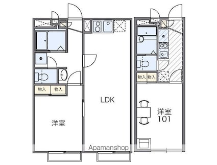 レオパレスフォレット[1K/19.87m2]の間取図