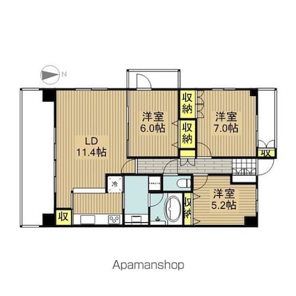 ステラートシティ桜山[3LDK/72.51m2]の間取図