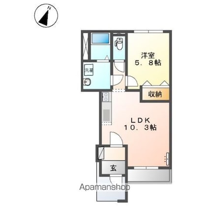 ルミナス莇生野[1LDK/39.67m2]の間取図
