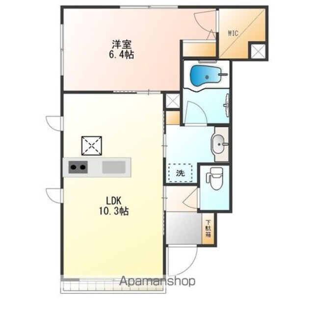 クオレール代沢[1LDK/39.63m2]の間取図