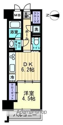 アルファレガロ中央町[1DK/31.82m2]の間取図