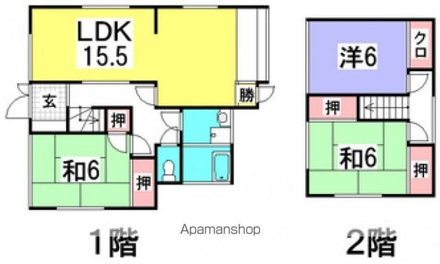 広島電鉄宮島線 井口駅 徒歩13分 2階建 築52年の間取り写真