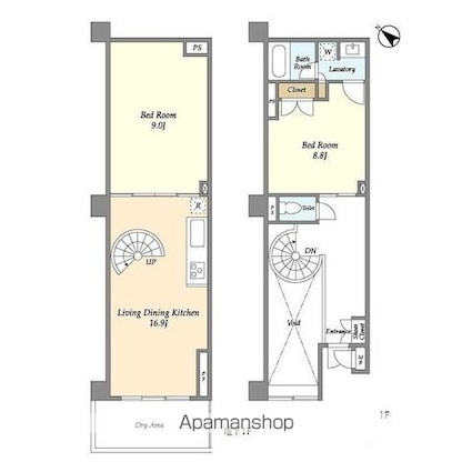 ＨＦ目黒行人坂レジデンス[2LDK/85.42m2]の間取図