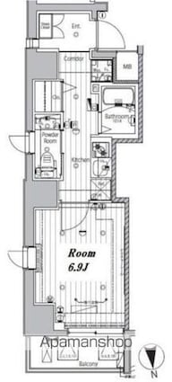 メイクスデザイン神楽坂[1K/26.31m2]の間取図