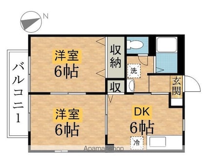 エーデルハイム[2DK/39.69m2]の間取図