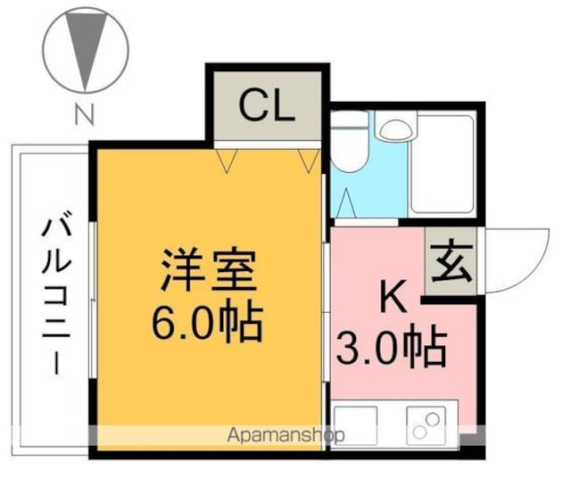 ＡＳマンション[1K/18.63m2]の間取図