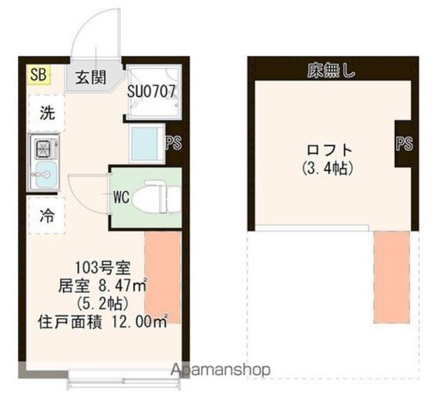 ハーモニーテラス蓮根Ⅳ[1R/12m2]の間取図