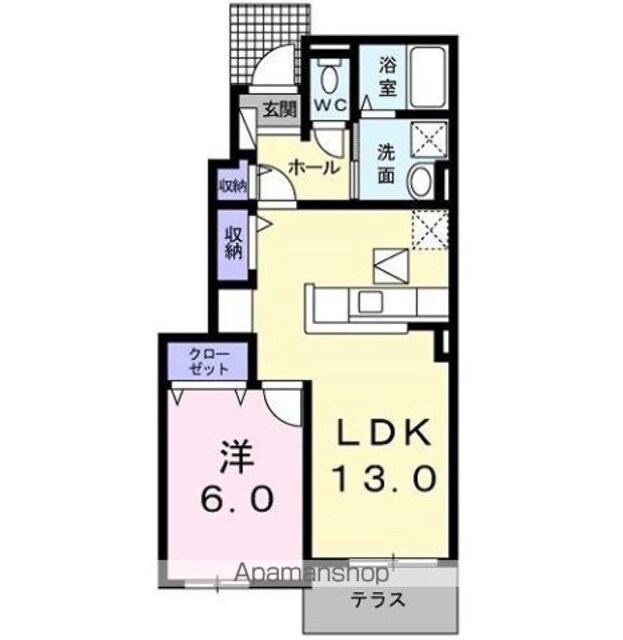 クオーレ八代[1LDK/45.82m2]の間取図