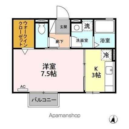 ルミエール中沼[1K/29.5m2]の間取図