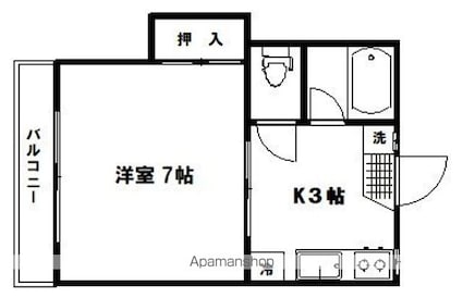 アーバンハイツ神明[1K/21.48m2]の間取図