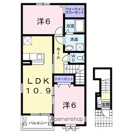 和歌山県岩出市西安上[2LDK/57.19m2]の間取図