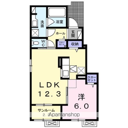 クレメント　アシオ[1LDK/50.01m2]の間取図
