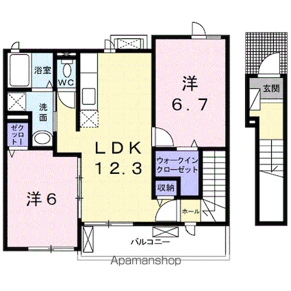 和歌山県御坊市島[2LDK/59.29m2]の間取図