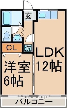 パークサイドハウス[1LDK/39.7m2]の間取図