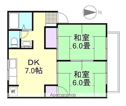 ジュネス神田Ａ棟[2DK/44.73m2]の間取図