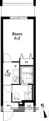 レジディア浅草吾妻橋[1K/21.48m2]の間取図