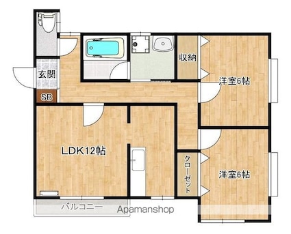 やすらぎ[2LDK/61.9m2]の間取図