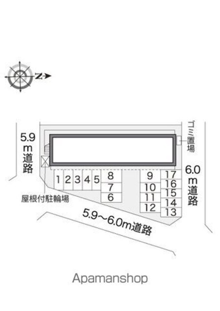 レオパレス土佐町[1K/23.18m2]の配置図
