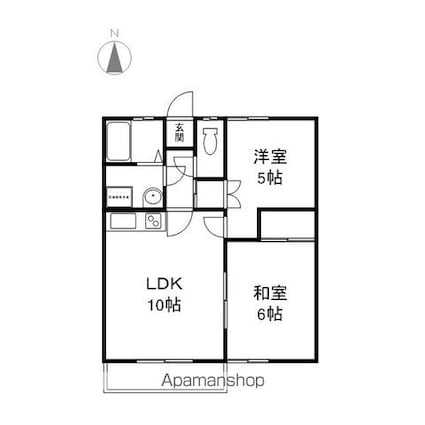 ホワイティー沙羅Ａ棟[2LDK/45.36m2]の間取図