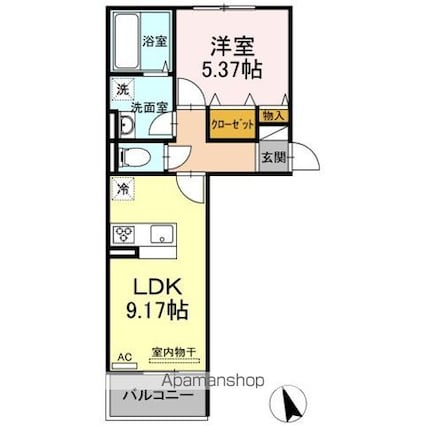 グランレーベン[1LDK/38.35m2]の間取図