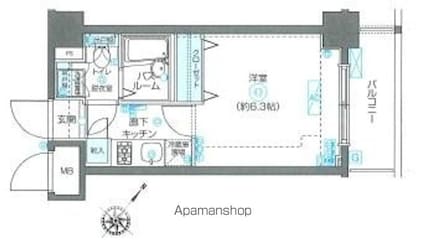 フェニックス池袋参番館[1K/20.79m2]の間取図